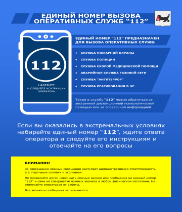 Памятка о работе номера 112